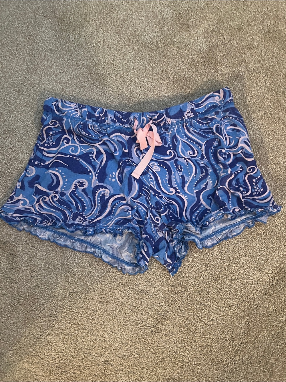 Lilly Pulitzer Blue Swirl Pajama/ Lounge Shorts. Medium. EUC